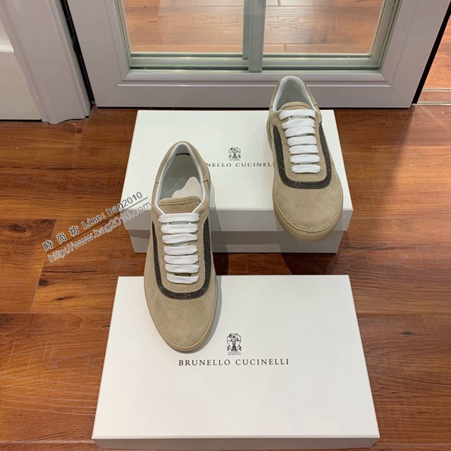 Brunello Cucinelli平底休閒鞋 鞋面牛絨串珠運動女鞋 dx3092
